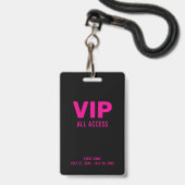 Roze VIP All Access Pass Event ID-badge Badge (Voorzijde met lanyard)