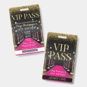 Roze VIP-pas Hollywood Rode Loper Verjaardag Badge (Voor- en achterkant)