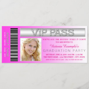 Roze VIP-Pas Toegangskaartje Afsluitingsfeest Kaart