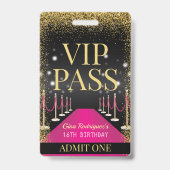 Roze VIP Pass Hollywood Red Carpet Birthday Badge (Achterkant)