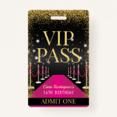 Roze VIP Pass Hollywood Red Carpet Birthday Badge (Achterkant)