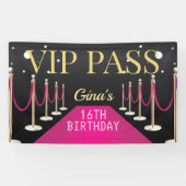 Roze VIP Pass Hollywood Red Carpet Birthday Spandoek (Horizontaal)