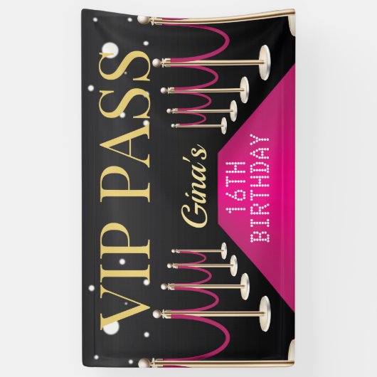 Roze VIP Pass Hollywood Red Carpet Birthday Spandoek (Verticaal)
