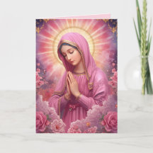 Roze VIrgin Mary Sympathy Gevouwen Wenskaart