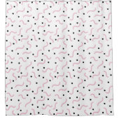 Roze viribben en Black Stippen Memphis Pattern Douchegordijn (Voorkant)