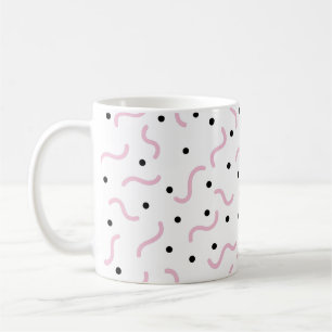 Roze viribben en Black Stippen Memphis Pattern Koffiemok
