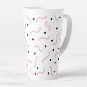 Roze viribben en Black Stippen Memphis Pattern Latte Mok (Rechterhoek)