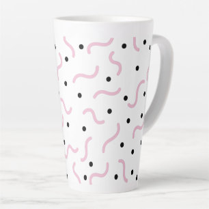 Roze viribben en Black Stippen Memphis Pattern Latte Mok