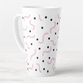Roze viribben en Black Stippen Memphis Pattern Latte Mok (Linkerhoek)