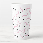 Roze viribben en Black Stippen Memphis Pattern Latte Mok (Voorkant)