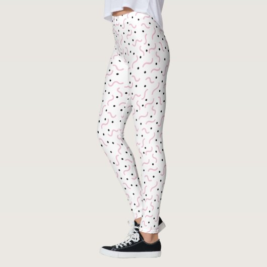 Roze viribben en Black Stippen Memphis Pattern Leggings (Links)