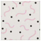 Roze viribben en Black Stippen Memphis Pattern Stof (Close Up)