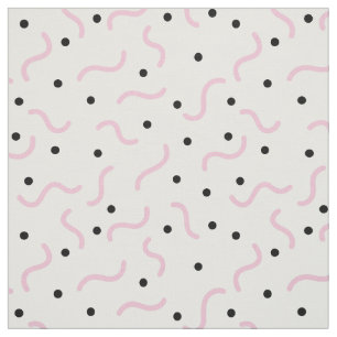 Roze viribben en Black Stippen Memphis Pattern Stof