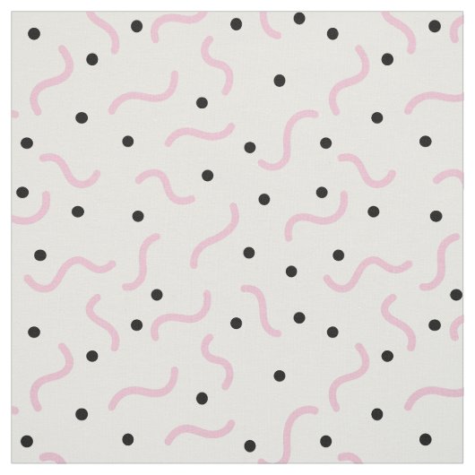 Roze viribben en Black Stippen Memphis Pattern Stof (Swatch)