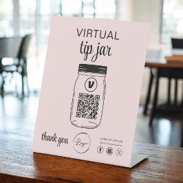 Roze Virtual Tip Jar QR Code Logo Reclamebord Met Voetstuk