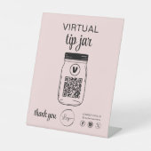Roze Virtual Tip Jar QR Code Logo Reclamebord Met Voetstuk (Voorkant)