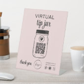 Roze Virtual Tip Jar QR Code Logo Reclamebord Met Voetstuk (Insitu)