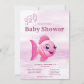 Roze Vis Baby shower Invitation Kaart (Voorkant)