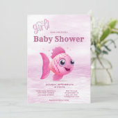 Roze Vis Baby shower Invitation Kaart (Staand voorkant)