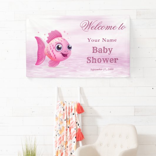 Roze vis Baby shower Welkom Spandoek (Insitu)
