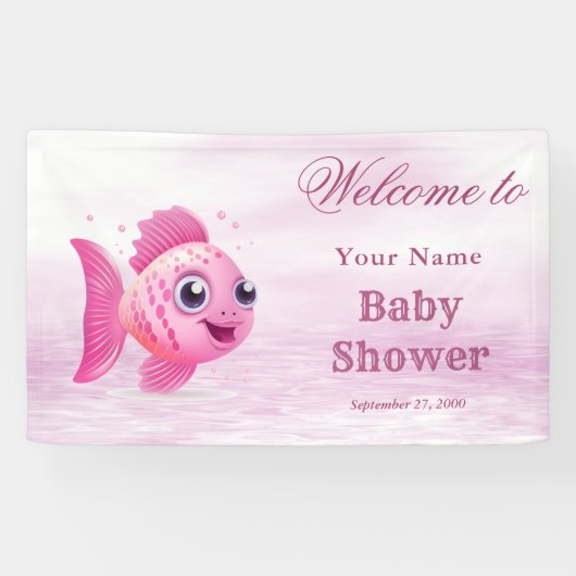Roze vis Baby shower Welkom Spandoek (Horizontaal)