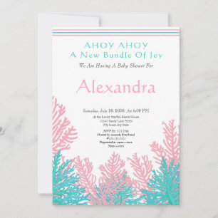 Roze vis, Blauwgroen uitnodiging voor het Baby sho