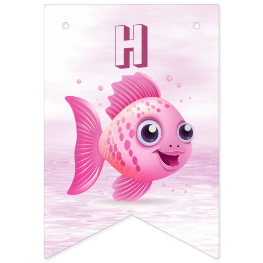 Roze vis Bunting vlag Vlaggetjes (Tweede vlag)