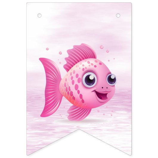Roze vis Bunting vlag Vlaggetjes (Eerste vlag)