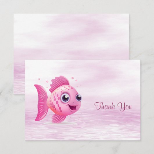 Roze Vis Dank u kaart (Voorkant / Achterkant)