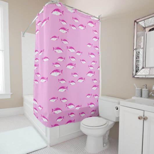 Roze vis douchegordijn (In situ)