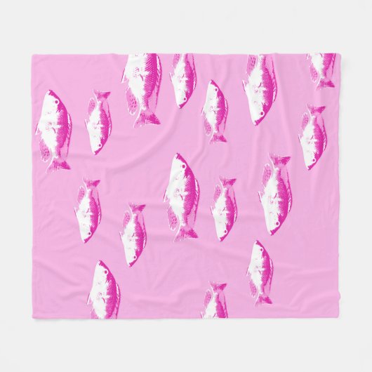 Roze vis fleece deken (Voorkant (Horizontaal))