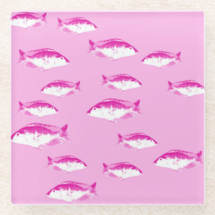 Roze vis glazen onderzetter