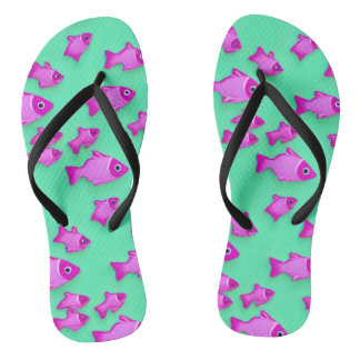 Roze vis groen zee teenslippers