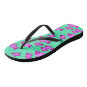 Roze vis groen zee teenslippers (Schuin)