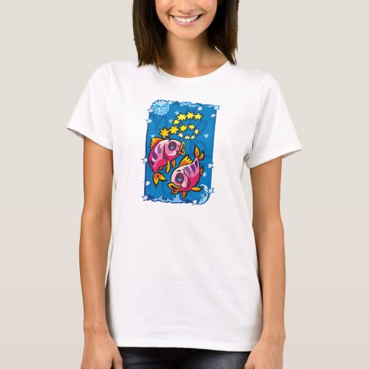 Roze vis in de sterren t-shirt (Voorkant)