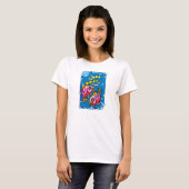 Roze vis in de sterren t-shirt (Voorkant volledig)