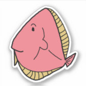 Roze vis met gele vinnen sticker (Voorkant)