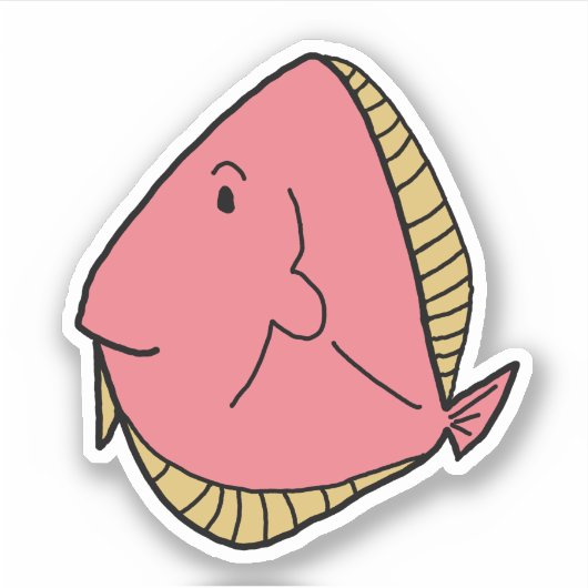 Roze vis met gele vinnen sticker (Voorkant)