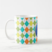 Roze vis op het kleurrijke patroon van Argyle Koffiemok (Links)