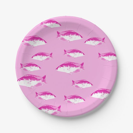 Roze vis papieren bordje (Voorkant)