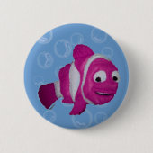 Roze vis ronde button 5,7 cm (Voorkant)
