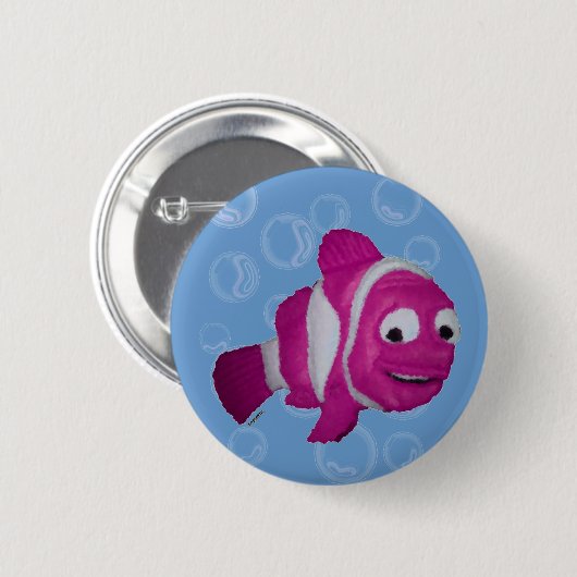 Roze vis ronde button 5,7 cm (Voorkant /achterkant)