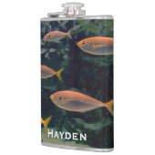 Roze vis Shoal Onderwater foto gepersonaliseerd Heupfles (Links)