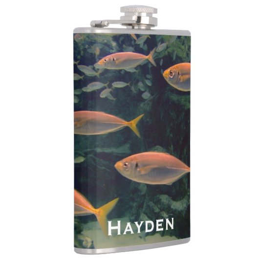 Roze vis Shoal Onderwater foto gepersonaliseerd Heupfles (Rechts)
