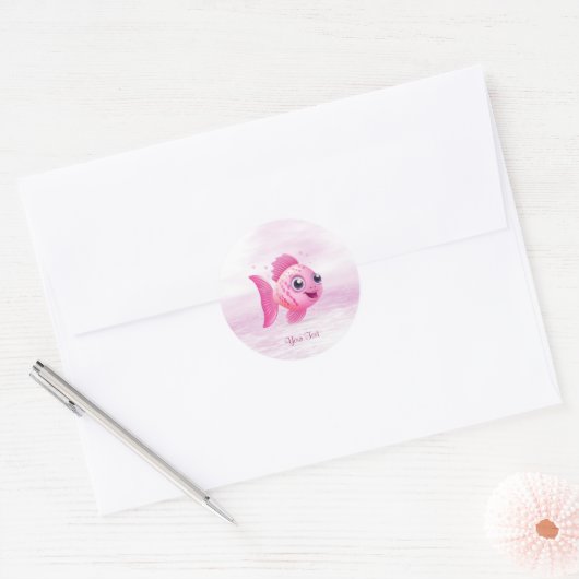 Roze Vis Sticker (Envelop)