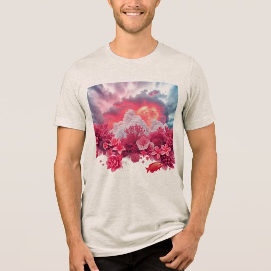 Roze vis Tri-Blend shirt (Voorkant)