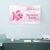 Roze Vis Verjaardag Welkom Spandoek (Beurs)