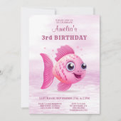 Roze vis verjaardagsuitnodiging kaart (Voorkant)