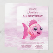 Roze vis verjaardagsuitnodiging kaart (Voorkant / Achterkant)
