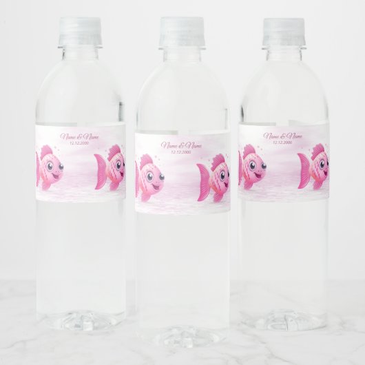 Roze Vis Water Fles Etiket (Flessen)